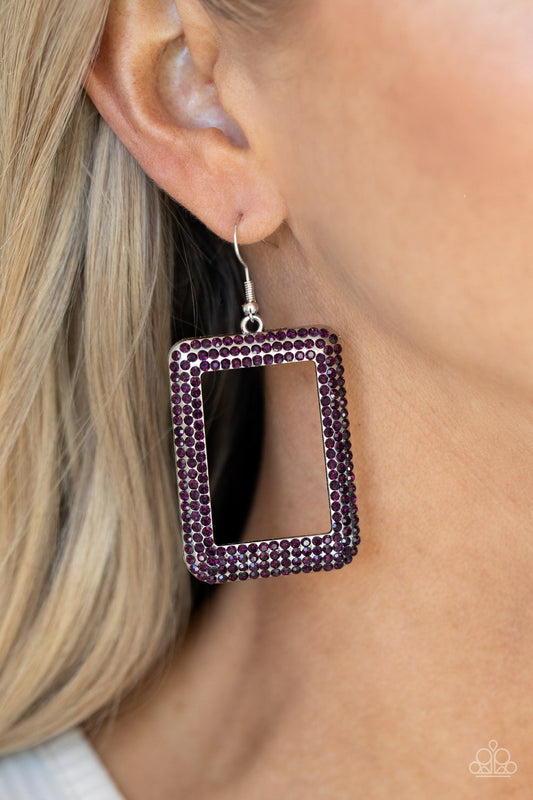 World FRAME-ous Purple Earrings Paparazzi